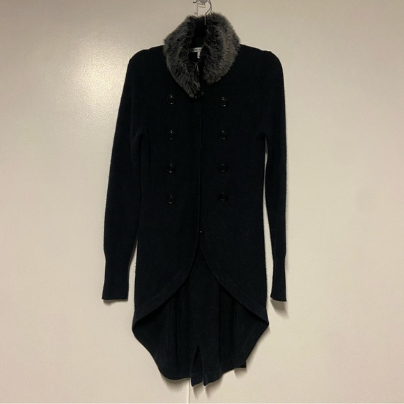 Autumn Cashmere 100% cashmere faux fur collar Gray Coat Size Medium - Picture 1 of 8